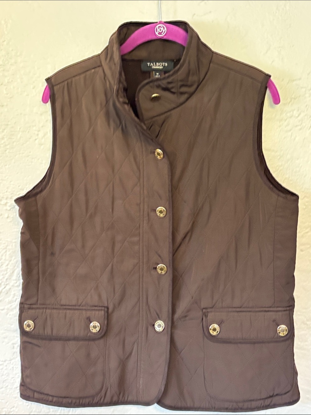Talbots Quilted Brown Sleeveless Chocolate Brown Vest M